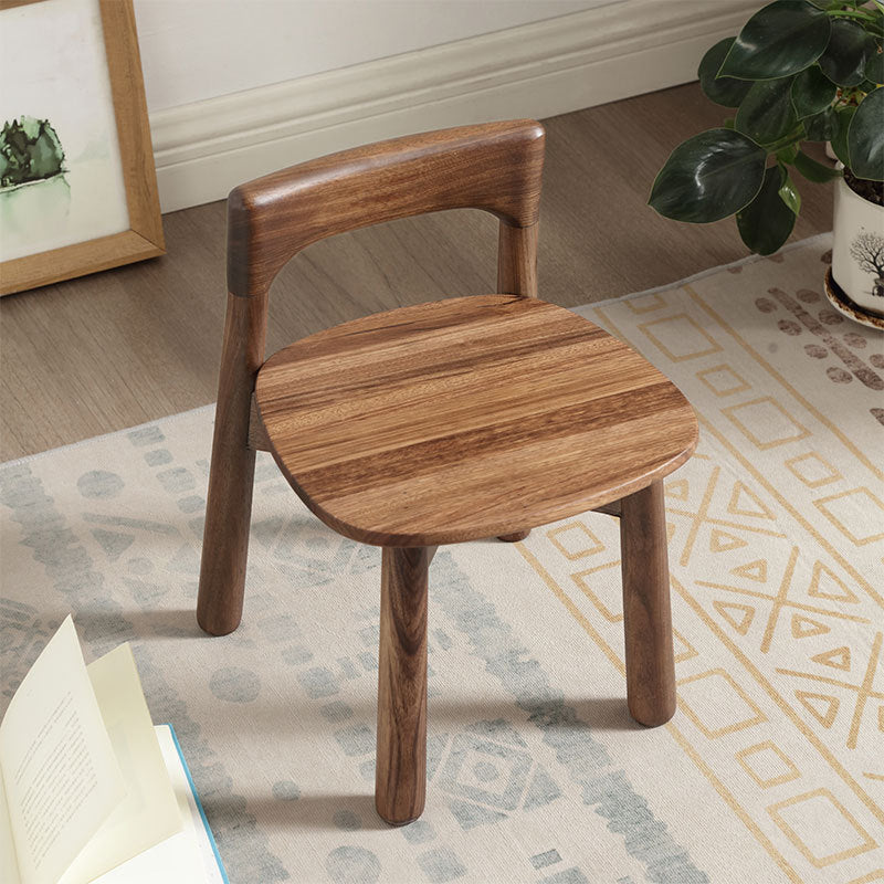 Retro Square Walnut Low Stool