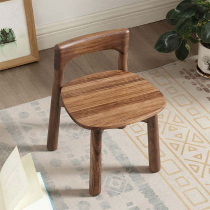 Retro Square Walnut Low Stool