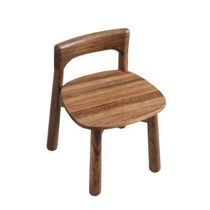 Retro Square Walnut Low Stool