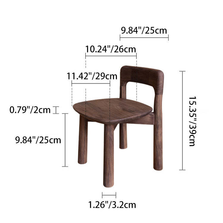 Retro Square Walnut Low Stool