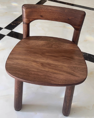 Retro Square Walnut Low Stool