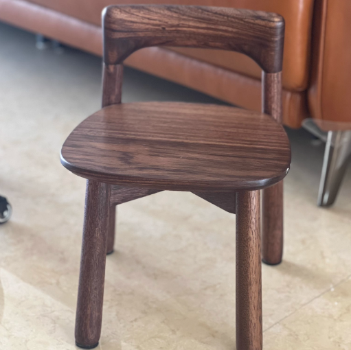 Retro Square Walnut Low Stool