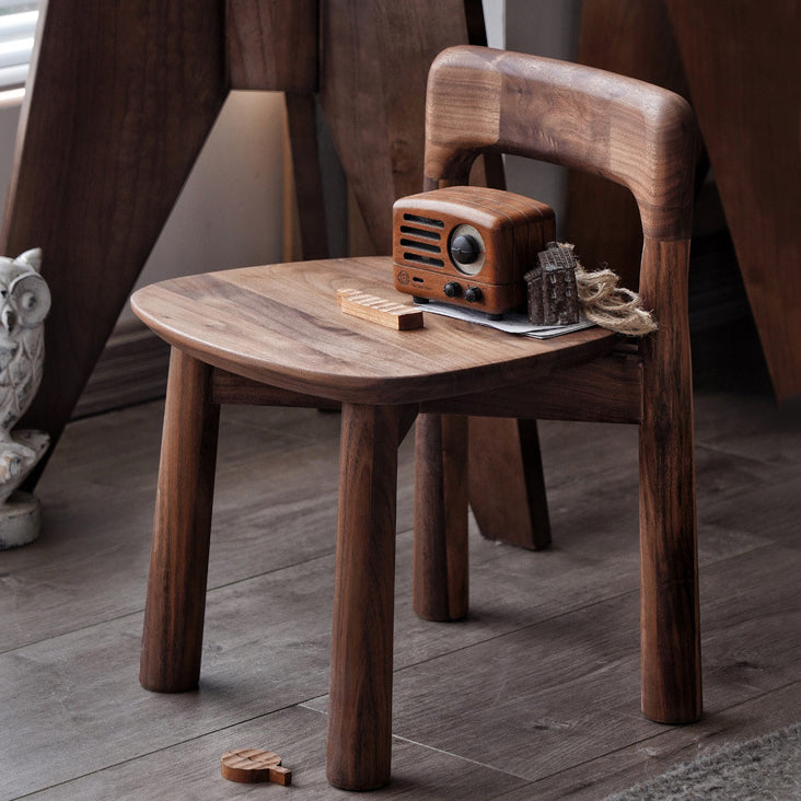 Retro Square Walnut Low Stool