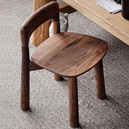Retro Square Walnut Low Stool