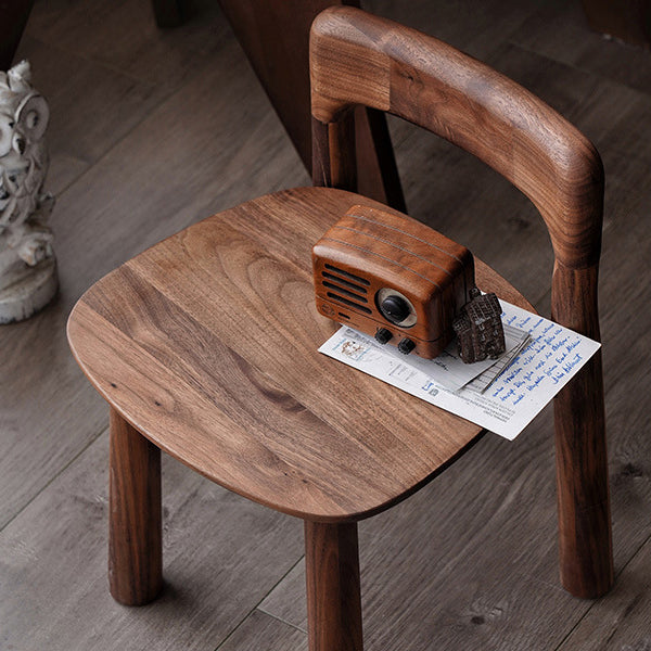 Retro Square Walnut Low Stool
