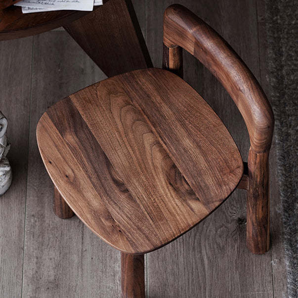Retro Square Walnut Low Stool