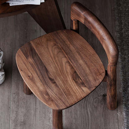 Retro Square Walnut Low Stool