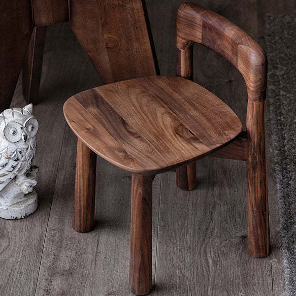 Retro Square Walnut Low Stool