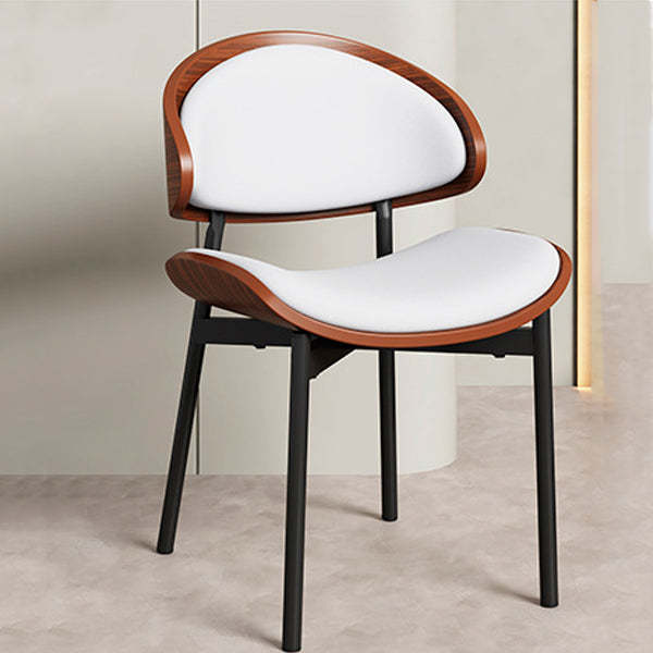 Scandinavian Arc Leather Wood Steel Dining Chair