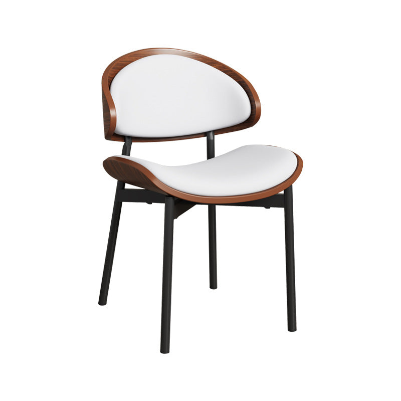 Scandinavian Arc Leather Wood Steel Dining Chair
