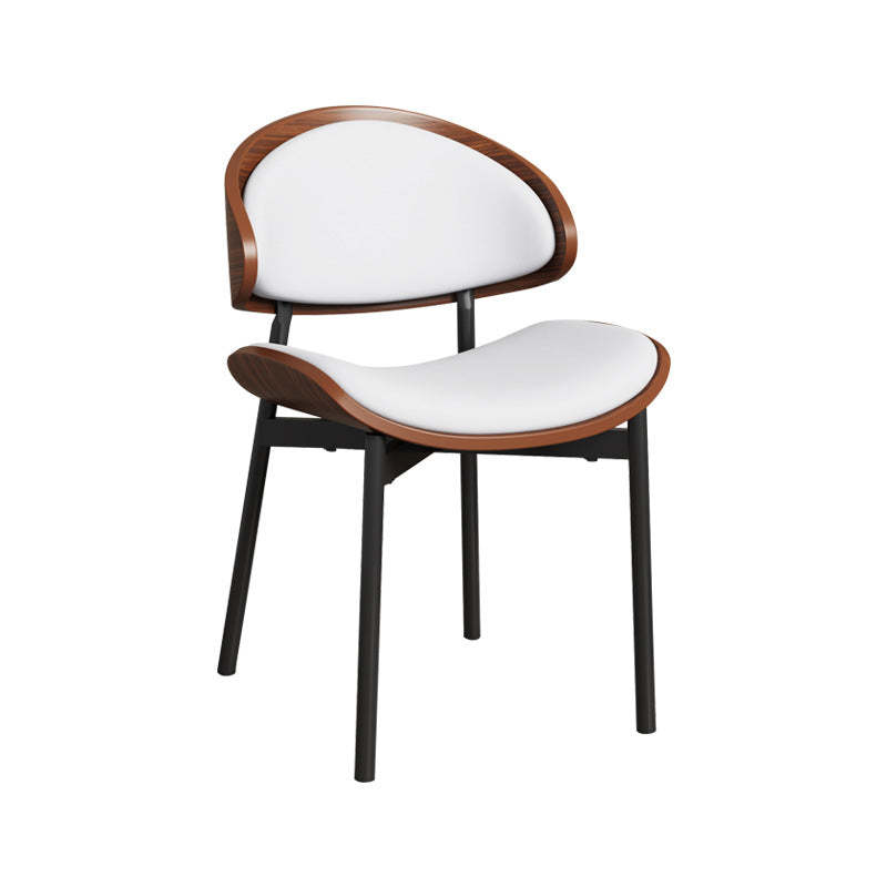 Scandinavian Arc Leather Wood Steel Dining Chair