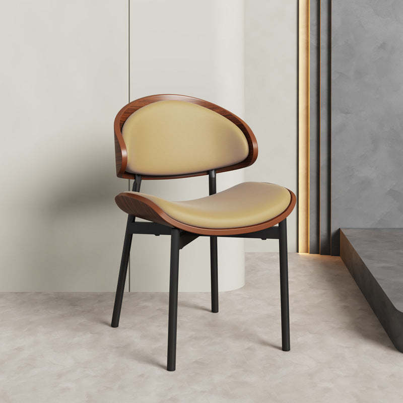 Scandinavian Arc Leather Wood Steel Dining Chair