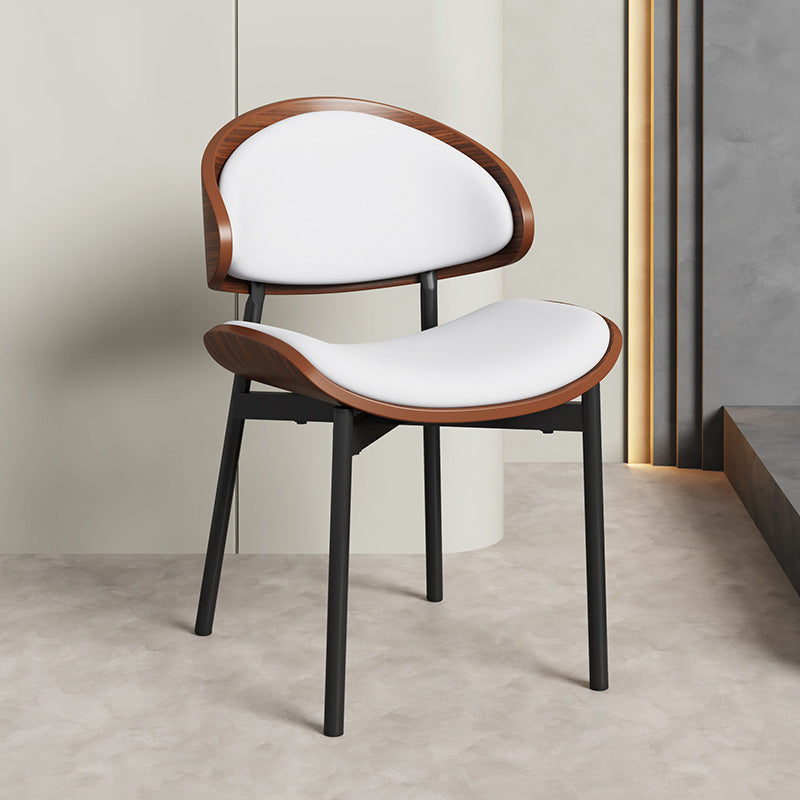 Scandinavian Arc Leather Wood Steel Dining Chair