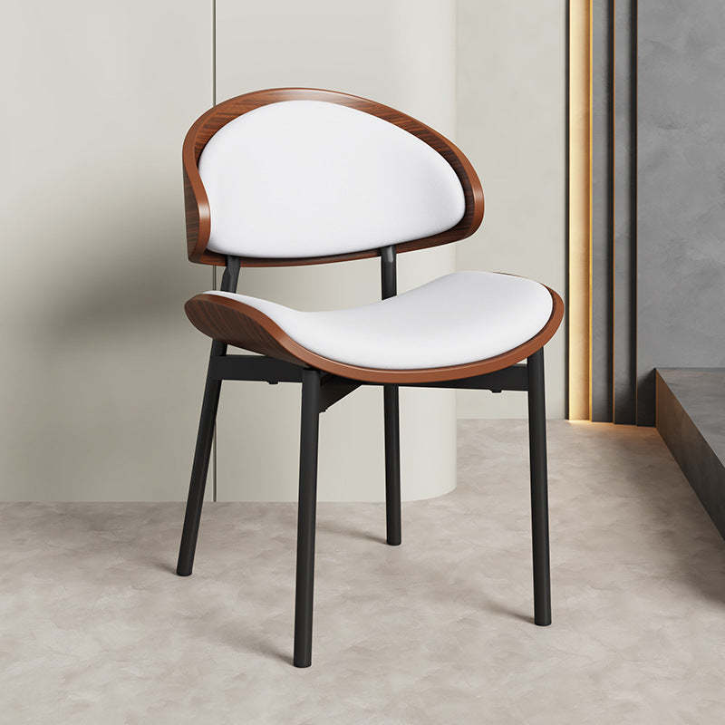 Scandinavian Arc Leather Wood Steel Dining Chair