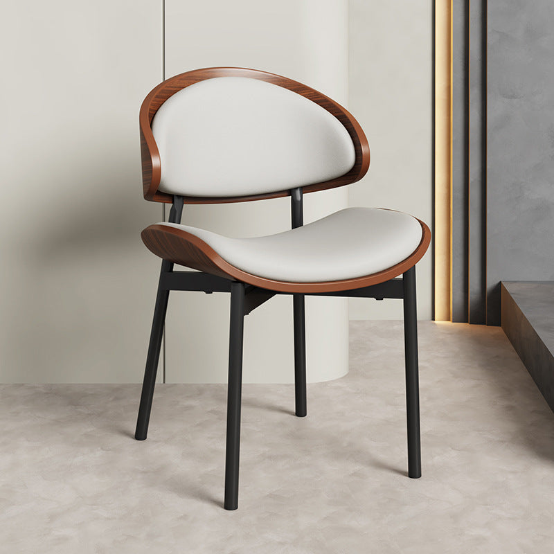 Scandinavian Arc Leather Wood Steel Dining Chair