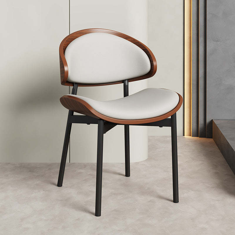 Scandinavian Arc Leather Wood Steel Dining Chair
