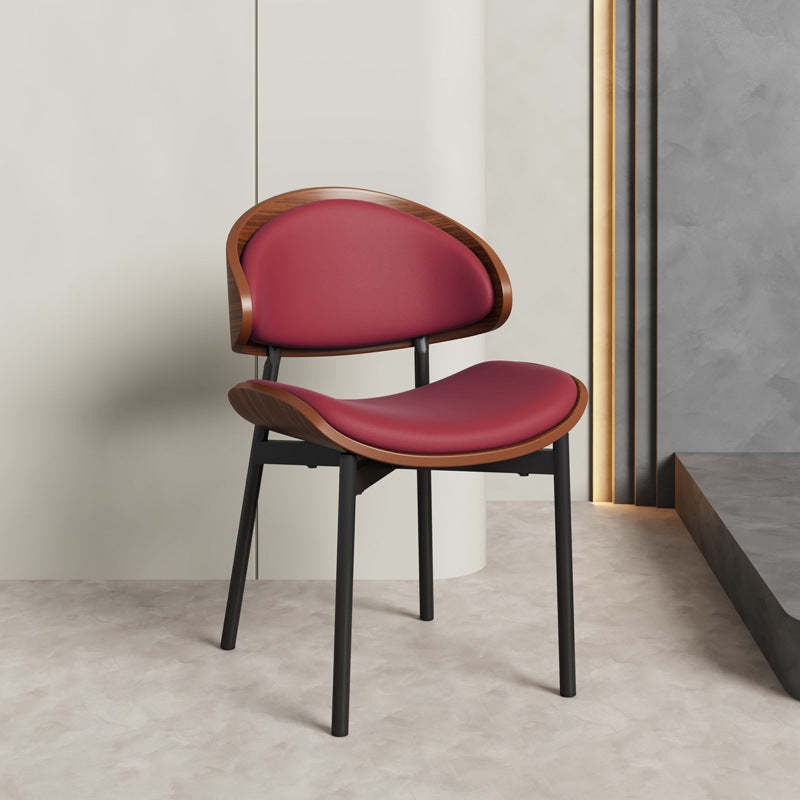 Scandinavian Arc Leather Wood Steel Dining Chair