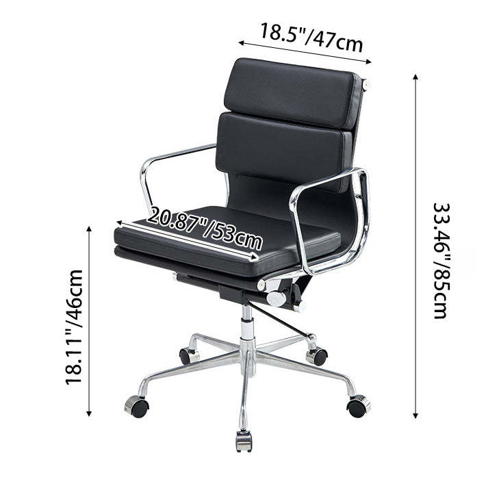 Minimalist Leather Swivel Desk Chair