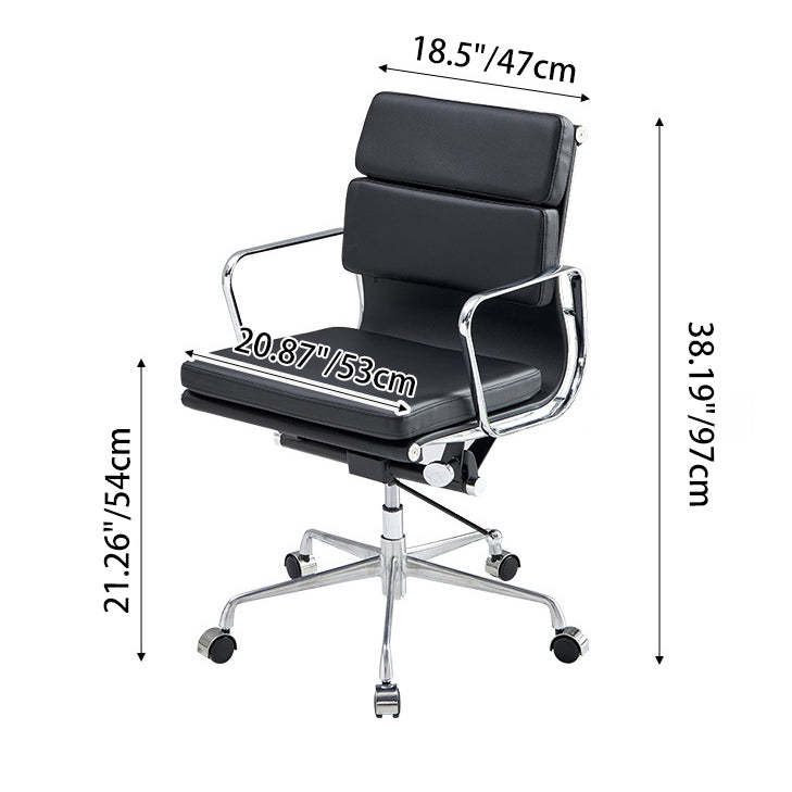 Minimalist Leather Swivel Desk Chair
