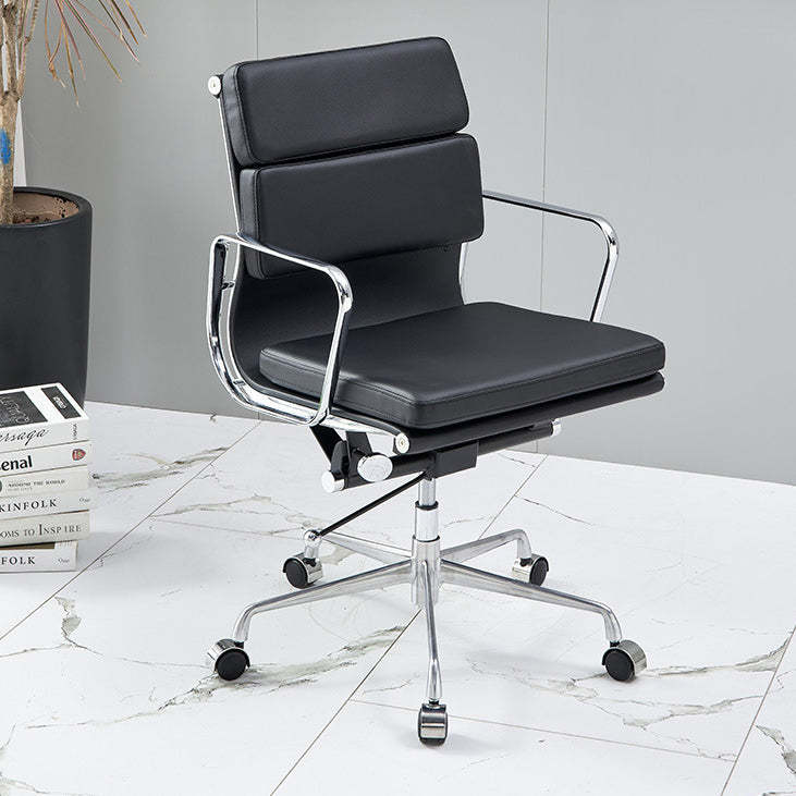 Minimalist Leather Swivel Desk Chair
