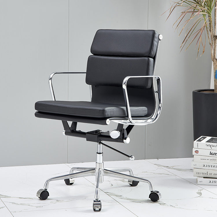 Minimalist desk black leather office chairs — 20.87" L x 38.19" H