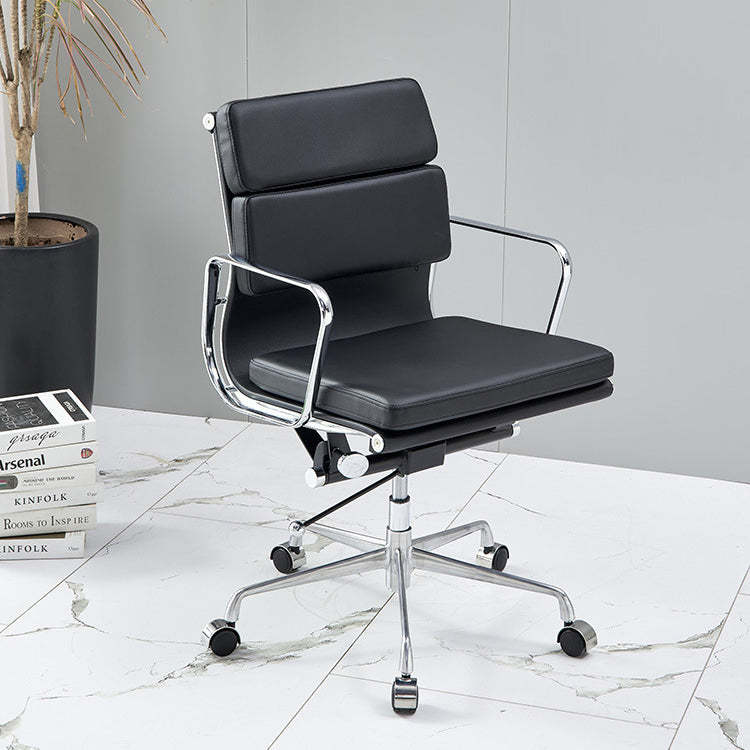 Minimalist Leather Swivel Desk Chair