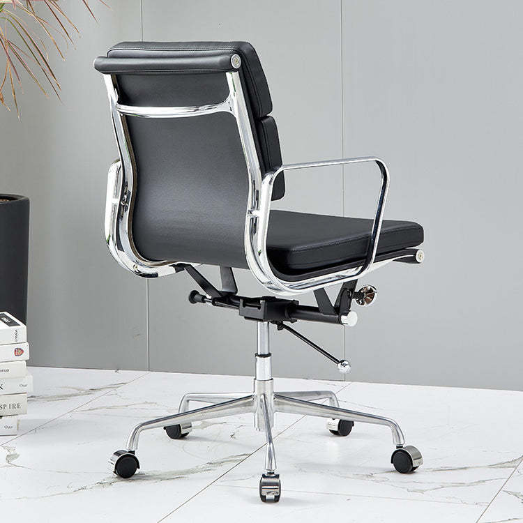 Minimalist Leather Swivel Desk Chair