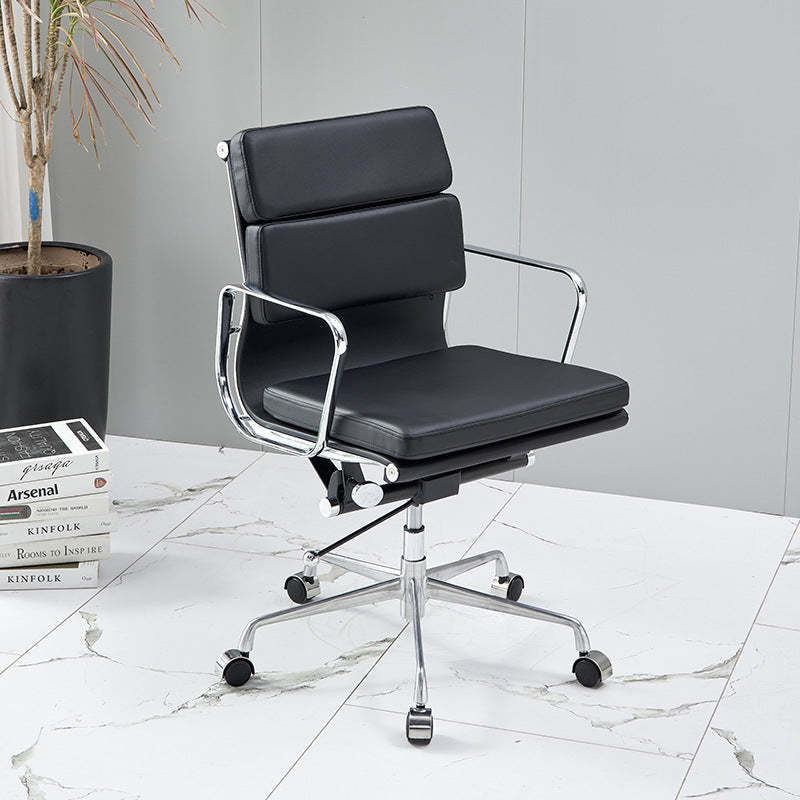 Minimalist Leather Swivel Desk Chair