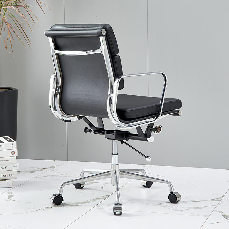 Minimalist Leather Swivel Desk Chair