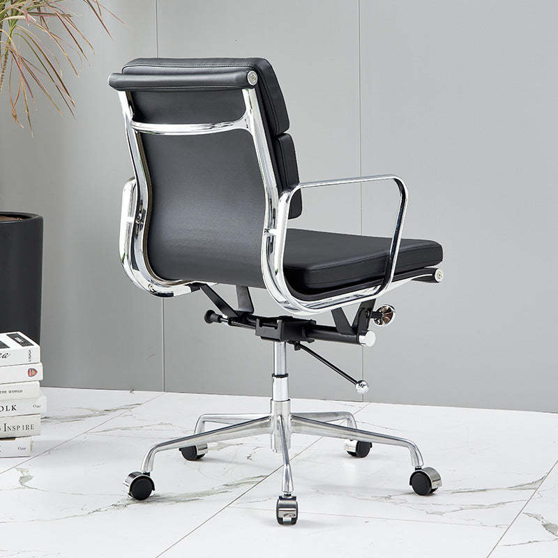 Minimalist Leather Swivel Desk Chair