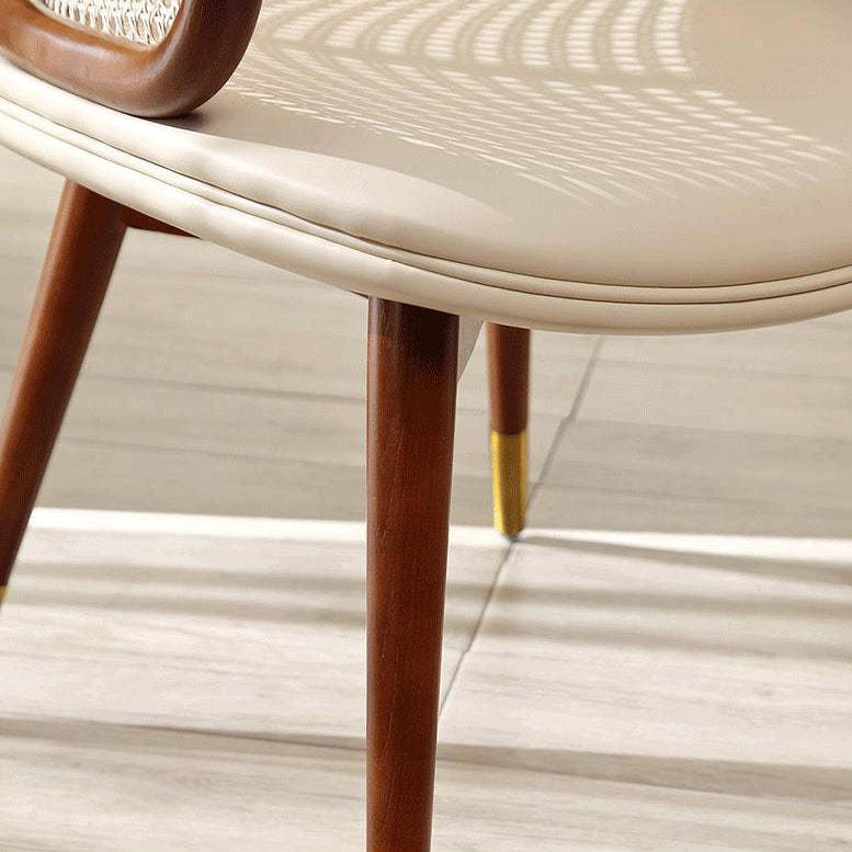Japanese Arc Leather Ash Dining Chair