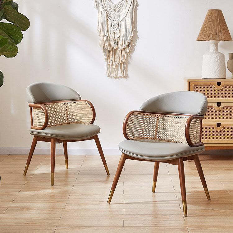 Japanese Arc Leather Ash Dining Chair — Light Gray