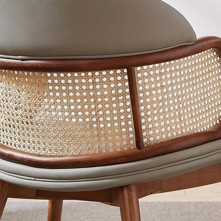 Japanese Arc Leather Ash Dining Chair
