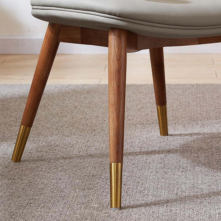 Japanese Arc Leather Ash Dining Chair