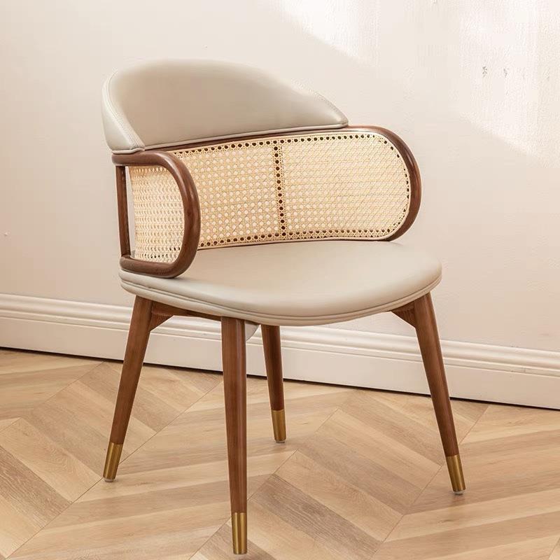 Japanese Arc Leather Ash Dining Chair — Off White