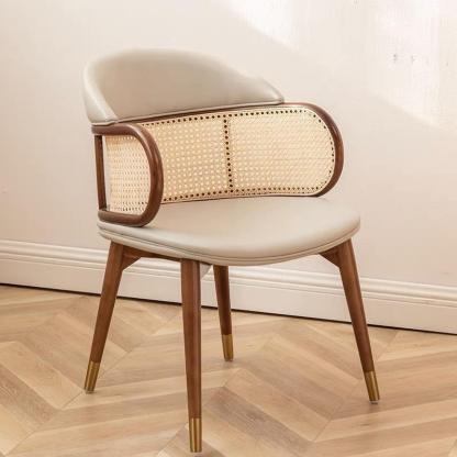 Japanese Arc Leather Ash Dining Chair — Off White