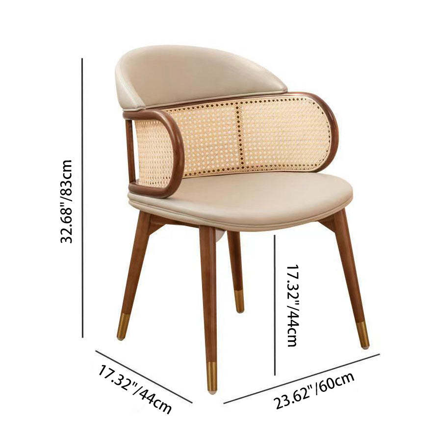 Japanese Arc Leather Ash Dining Chair