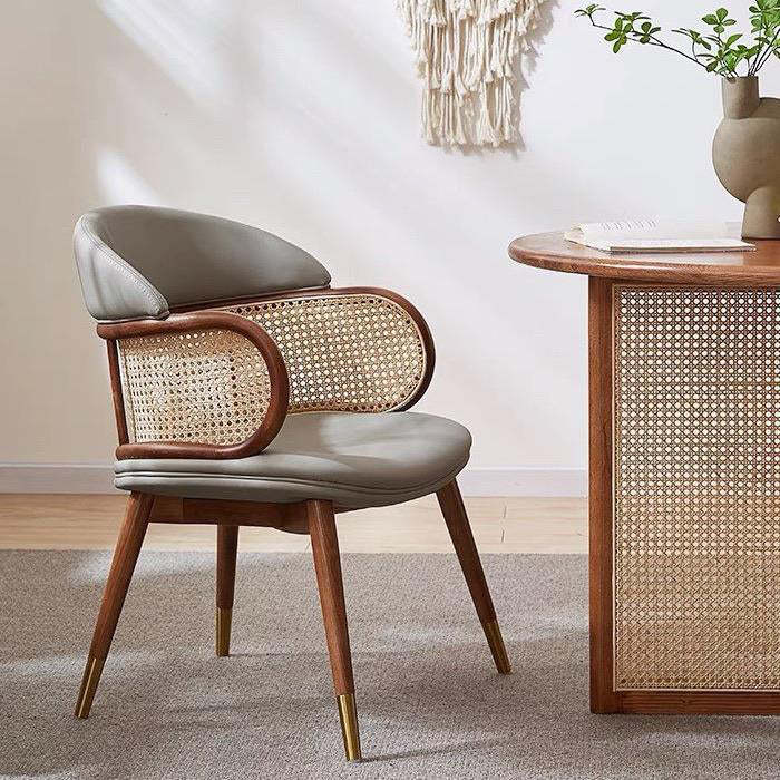 Japanese Arc Leather Ash Dining Chair