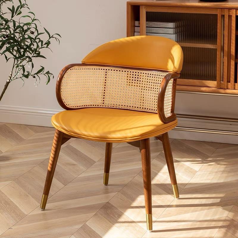 Japanese Arc Leather Ash Dining Chair