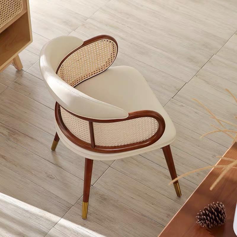 Japanese Arc Leather Ash Dining Chair