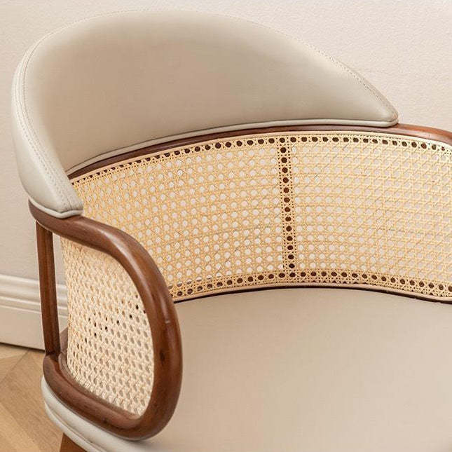 Japanese Arc Leather Ash Dining Chair