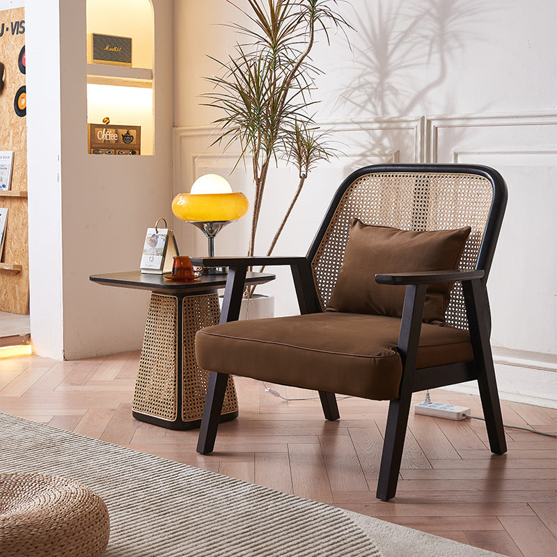 Scandinavian Flannelette Wood Rattan Ash Sofa