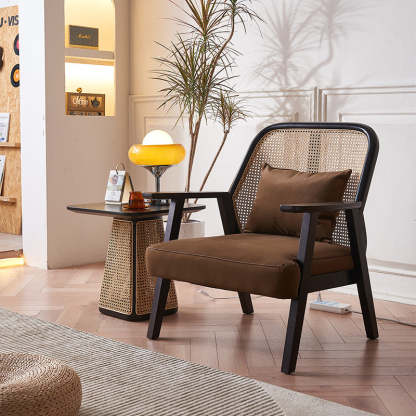 Scandinavian Flannelette Wood Rattan Ash Sofa
