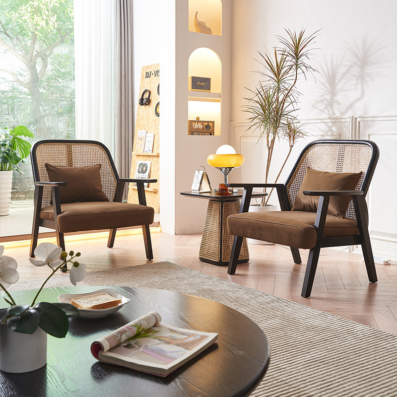 Scandinavian Flannelette Wood Rattan Ash Sofa