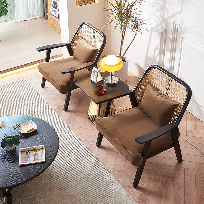 Scandinavian Flannelette Wood Rattan Ash Sofa