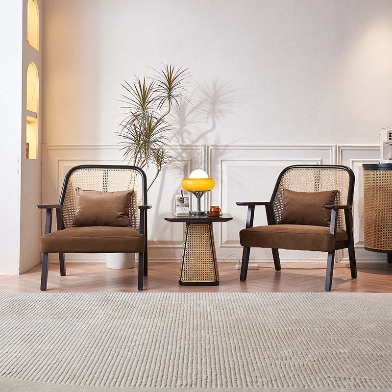Scandinavian Flannelette Wood Rattan Ash Sofa