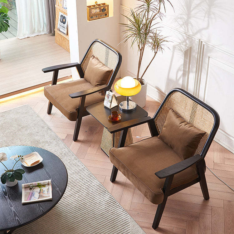 Scandinavian Flannelette Wood Rattan Ash Sofa