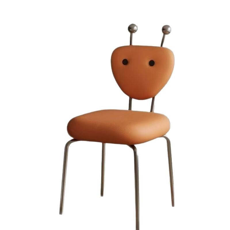 Contemporary Leather Lambswool Iron Dining Chair