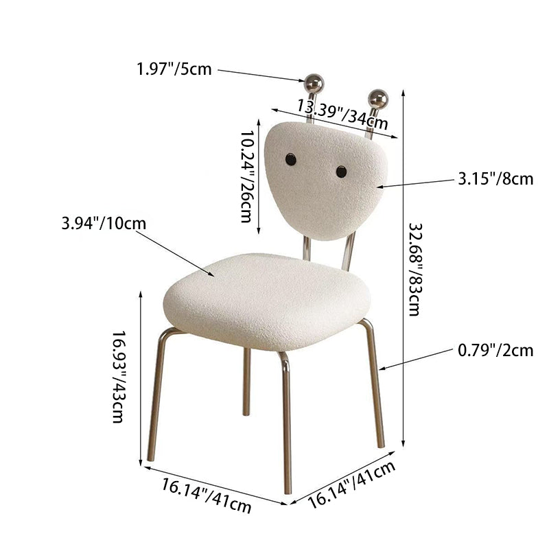 Contemporary Leather Lambswool Iron Dining Chair