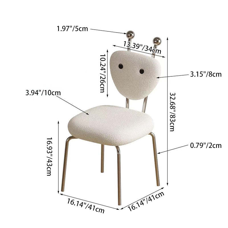 Contemporary Leather Lambswool Iron Dining Chair